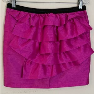 Fumblin' Foe satin ruffled mini skirt Vibrant Pink flirty feminine dainty SZ SM
